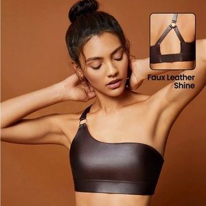 NWT Leather One Shoulder Sports Bra
